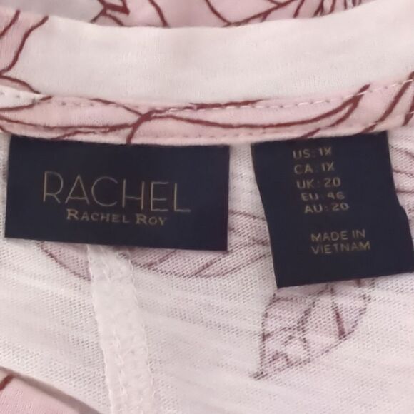 Rachel Roy White V Neck Floral Short Sleeve Shirt - Picture 4 of 5